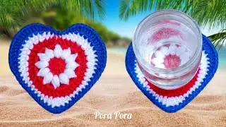Crochet American Heart I Crochet 4th Of July I Crochet Heart Coaster