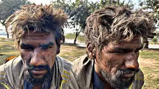 60 year old Homeless men full hair transformation ind road side