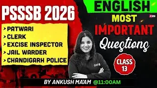 PSSSB Patwari, Jail Warder, Clerk, Excise Inspector 2026 | English Most Important Questions