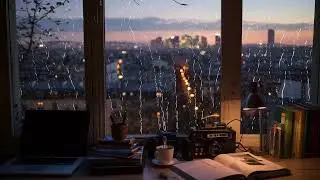 5 Hours Cozy Rainy Window City View 🌧️Gentle Rain on Glass & City Lights for Deep Sleep & Relaxation