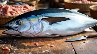 Tuna Cutting Skills at the Fish Market in Sorong City, Indonesia