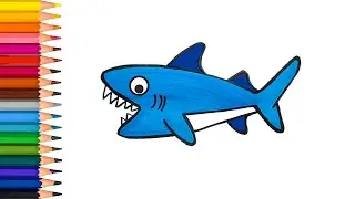 How to draw colorful shark Painting & Coloring for Kids and Toddlers #kidsdrawing #kidsart