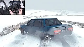 Volvo 740 - Winter Snow Drive and Drifting | Assetto Corsa (Steering Wheel) Gameplay