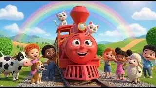 🚂 The Happy Red Train Song 🌈 | Fun Rhymes for Kids | Cartoon Train Adventure #nurseryrhymes