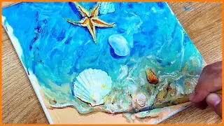 Acrylic Painting Seashells on Canvas | Relaxing painting tutorial #1