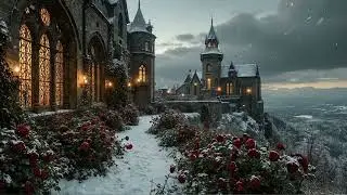 Dark Gothic Manor in the Falling Snow |  Calm Winter Ambience | Dark Academia Music for Reflection