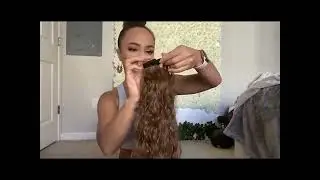 Synthetic Long Corn Wavy Ponytail Hairpiece Wrap on Hair Clip Ombre Brown Blonde Hair Extensions Po