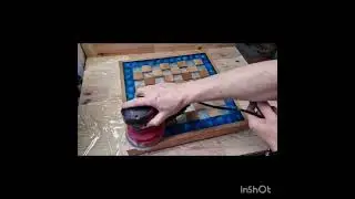 Ocean Chess of oak and Led and Epoxy resin with floating effect