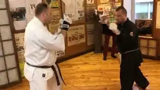 Kumite fight sparring Kyokushinkai vs Uechi ryu karate / Sensei Rybin vs Mihalin