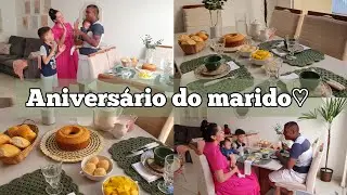 Comemoramos o aniversário do marido ♡ - Montei uma mesa linda de café da manhã pra ele....♥️👨‍👩‍👦‍👦