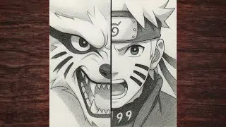 How to Draw Naruto vs Kurama (Nine-Tailed Fox) Easy Drawing