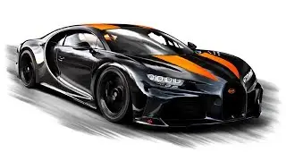 Реалистичный рисунок автомобиля - BUGATTI CHIRON SUPER SPORT 300+ | drawingpat