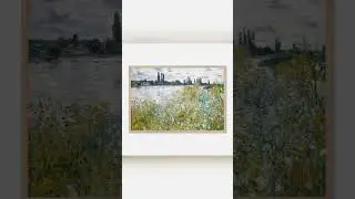CLAUDE MONET 'll aux Fleurs Near V&eacute;theuil' Mounted Framed Poster &ndash; Premium Oak Frame
