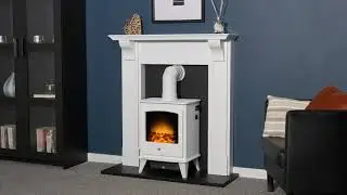 Adam Harrogate Stove Fireplace in Pure White & Black with Dorset Electric Stove in White