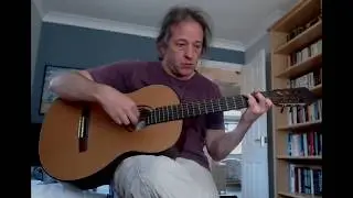 Easy (ish) fingerstyle guitar song. Brenda's Mittens by Jeffrey Pike, played on classical guitar.