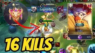 ZUKA FULL DAMAGE BUILD = 16 KILLS  | AoV | 傳說對決 | RoV | Liên Quân Mobile