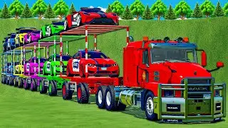 SUPER COPS LONG CONVOY TRANSPORT OF COLORS! BMW M4 GTS, MERCEDES AMG, FORD GT & RANGE ROVER! FS 25