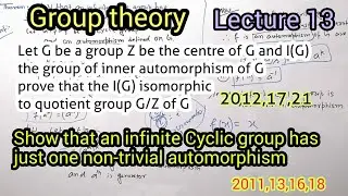 Group theory Lec 13 | Show that an infinite Cyclic group has just one non trivial automorphism