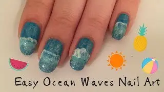 Easy Ocean Waves Nail Art // threesixtynailsTV