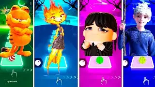 Garfield vs Ember Elemental vs Wednesday Sigma vs Jack Frost in Tiles Hop