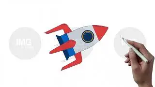 Rocket ship in motion hand drawn 2D object animation