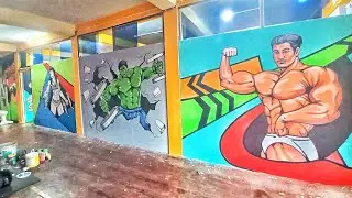 GYM Me painting 😊। wall painting। GYM wall painting। wall painting kaise karen