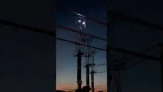400KV Disconnector opening. With High voltage ARC ,  it looks pretty.