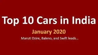 January 2020 : Top 10 cars  | Maruti Models lead