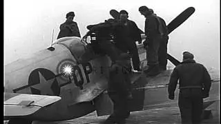 Scenes staged by USAAF pilots and ground crews on a foggy day at  Debden airfield...HD Stock Footage