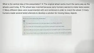 What is the central idea of the presentation? A The original wheel works much the same way as the wh