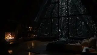 Peaceful Night Rain In Cabin 🌧️ | Fireplace Ambience 🔥 | Relaxing Sounds To Sleep And Unwind