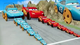Big & Small King Dinoco Chocolate Chip Wheel VS Big & Small McQueen Oreo Wheel vs Hill  BeamNG.drive