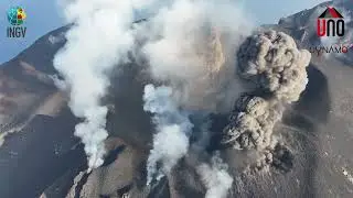 Stromboli, 7-8 ottobre 2023. Attività esplosiva ripresa da drone