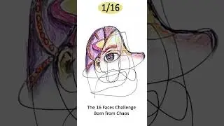 1/16 The 16 Faces Challenge &ndash; Born from Chaos  #intuitivedrawing