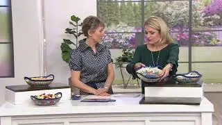 Lidia's Polish Pottery Hand-Painted Pasta Bowl with Handles on QVC