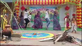 Sankranti celebrations dance performance by 9th class in Little Minds High school in chilukodu 