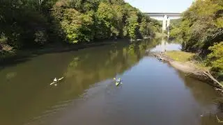 Drone view of the Kishwaukee river in the Gorge
