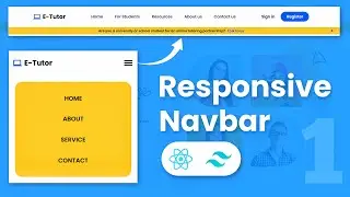 Build a Responsive Navbar using ReactJS and Tailwind CSS | E-Tutor Navbar
