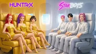 Gold vs Silver From Huntrix vs Saja Boys in Airplane! SAJA Boys x Huntrix | KPOP Demon Hunters