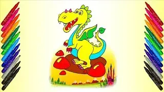 Learn Colors for Kids with Yellow Dragon Coloring Pages on Lapushok TV channel