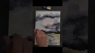 Storm Path Through Open Fields | Watercolor Abstract Landscape Painting #393