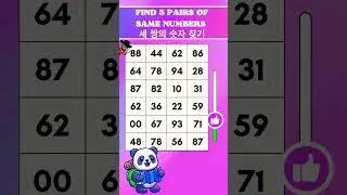 ⏰ Time&rsquo;s Ticking: Spot the 3 Number Matches FAST! | 세 쌍의 숫자 찾기