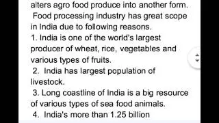 Elaborate the scope and significance of the food processing industry in India.&nbsp;