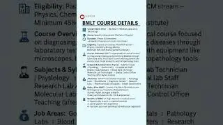 🔥BMLT Course Full Details 🔬 | #shorts #youtubeshorts #ytshorts #bmlt #labvidya