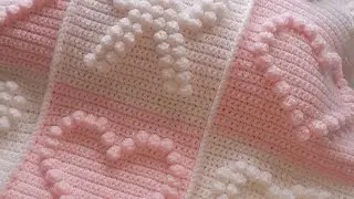 part1#crochet #babygirl #bobbleheart#bobblebow blanket , beautiful #part 2 to follow ♥