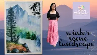 Turning winter dreams into watercolor art ❄️Mountain landscape using watercolors & mop brush 🖌️🎨 
