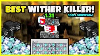 THE EASIEST WAY TO KILL THE WITHER!! (100% SURVIVAL) In Minecraft Bedrock 1.21