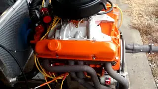 Mopar 440 engine running on homemade test stand.