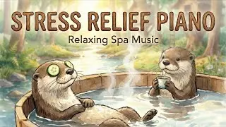 Stress Relief Piano Music ♨️: Otter Relaxing in the Hot Spring [Water Ambience]