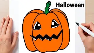 Pumpkin Halloween Drawing for Kids | Easy Halloween Pumpkin Drawing Step by Step